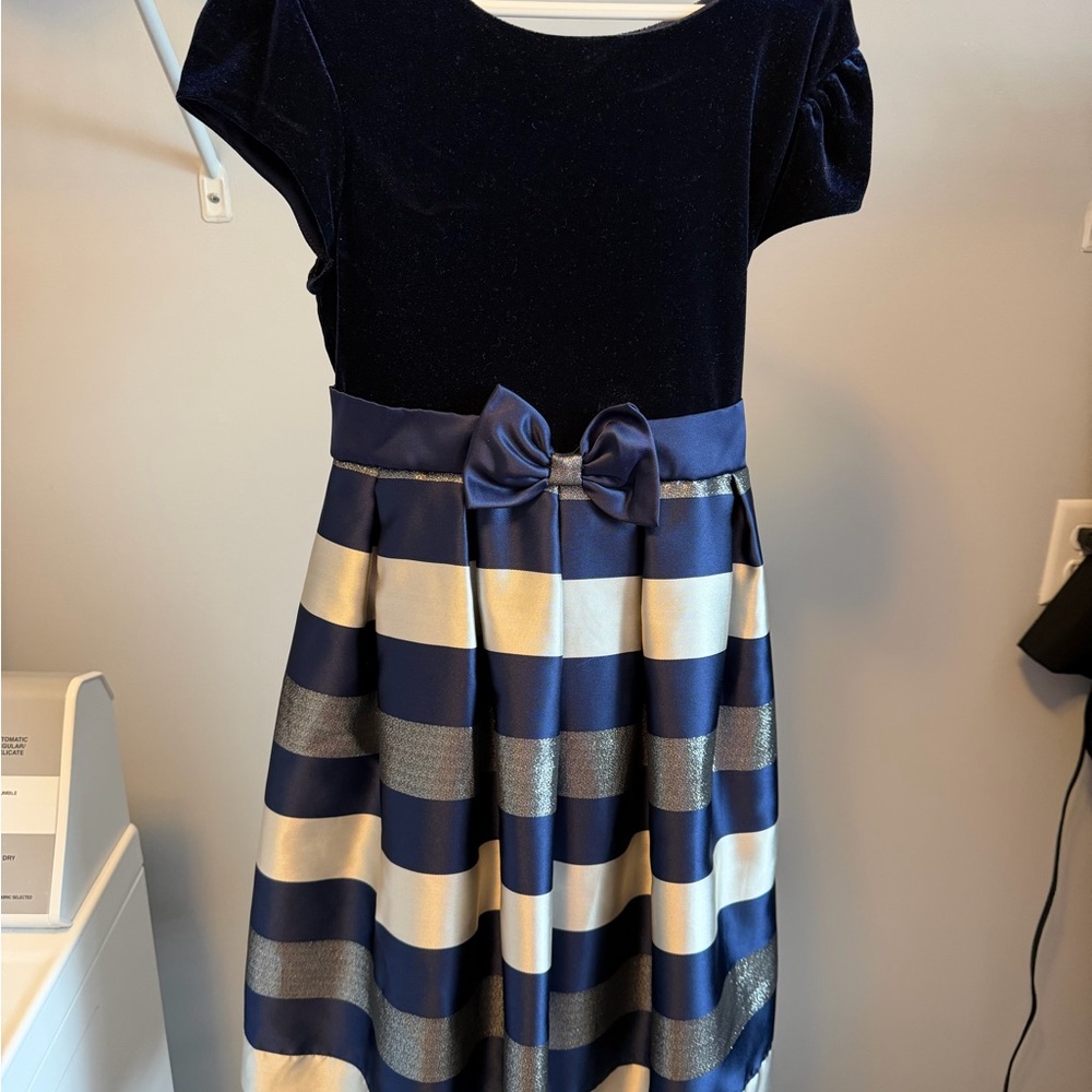Elegant Navy and Silver Kids Dress